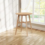 Set da pranzo moderno di 3 pezzi con tavolo rotondo in legno e 2 sgabelli da bar imbottiti in legno massiccio per sala da pranzo, bar e soggiorno
