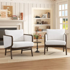 Set di 2 Poltrone Accent in Tessuto Sherpa, Poltrona Imbottita con Struttura in Legno Massello