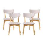 Sedie da pranzo imbottite in legno di gomma stile Mid-Century Modern, set da 4