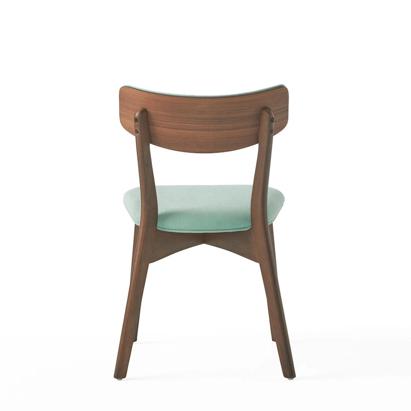 Sedie da pranzo imbottite in legno di gomma stile Mid-Century Modern, set da 4