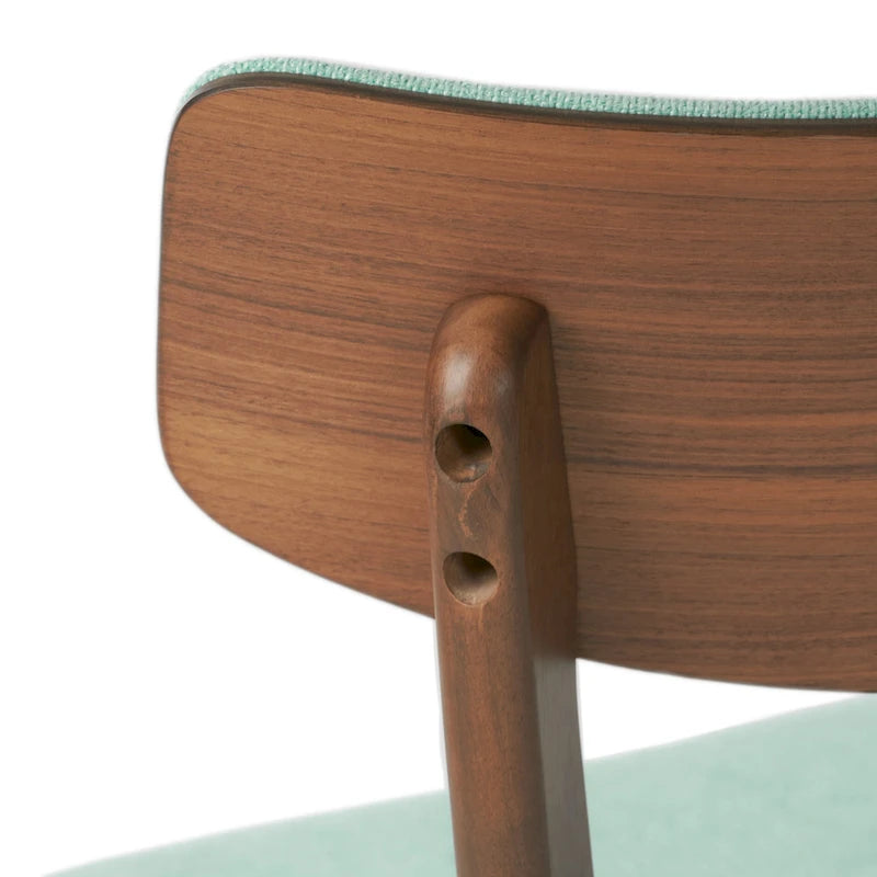 Sedie da pranzo imbottite in legno di gomma stile Mid-Century Modern, set da 4