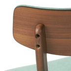 Sedie da pranzo imbottite in legno di gomma stile Mid-Century Modern, set da 4