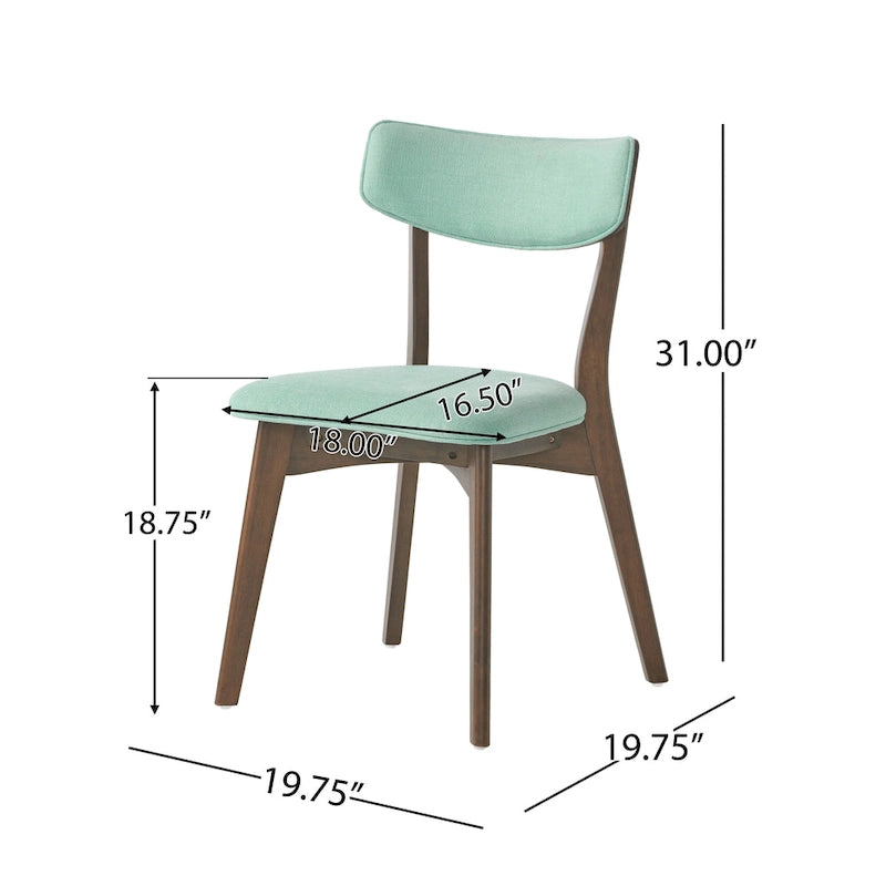 Sedie da pranzo imbottite in legno di gomma stile Mid-Century Modern, set da 4