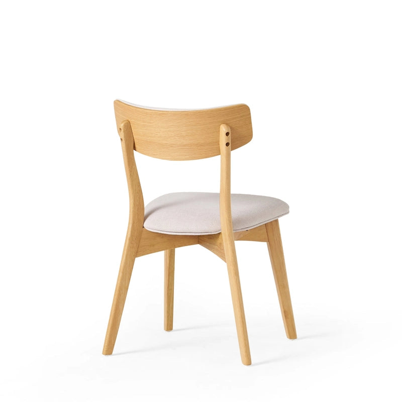 Sedie da pranzo imbottite in legno di gomma stile Mid-Century Modern, set da 4