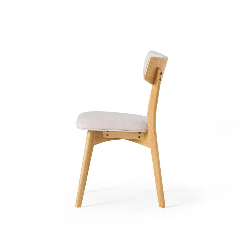 Sedie da pranzo imbottite in legno di gomma stile Mid-Century Modern, set da 4