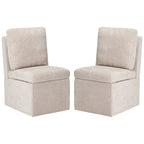 Stansberry Chenille Upholstered Armless Dining Chair with Under Seat Storage and Caster Wheels (Set of 2)