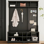 Appendiabiti Moderno con Scarpiera, Mobile Porta Scarpe, Ripiani e Pannello Forato, per Ingresso e Corridoio, Soggiorno