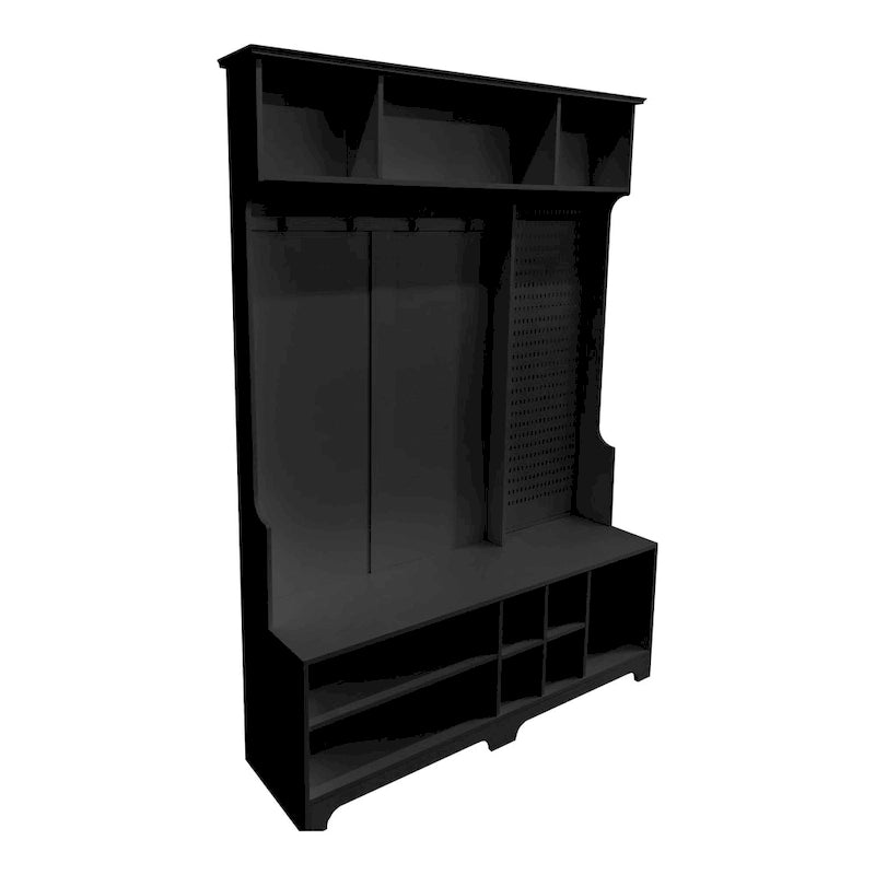 Appendiabiti Moderno con Scarpiera, Mobile Porta Scarpe, Ripiani e Pannello Forato, per Ingresso e Corridoio, Soggiorno