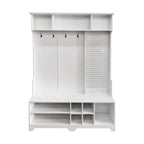 Appendiabiti Moderno con Scarpiera, Mobile Porta Scarpe, Ripiani e Pannello Forato, per Ingresso e Corridoio, Soggiorno