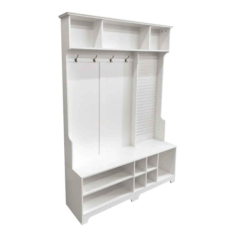 Appendiabiti Moderno con Scarpiera, Mobile Porta Scarpe, Ripiani e Pannello Forato, per Ingresso e Corridoio, Soggiorno