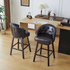 Roomfitters 33.25 Swivel Upholstered Counter Stools, Set of 2 Armless Bar Chairs with Rubberwood Frame and Footrest