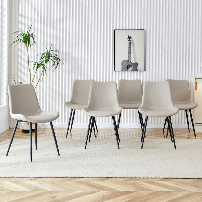 Set di 4 sedie da pranzo, sedia da pranzo familiare con schienale in pelle, sedia da pranzo comoda per cucina con cuscino extra largo