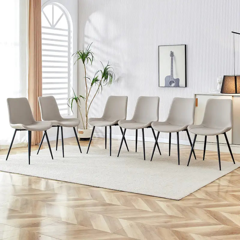 Set di 4 sedie da pranzo, sedia da pranzo familiare con schienale in pelle, sedia da pranzo comoda per cucina con cuscino extra largo