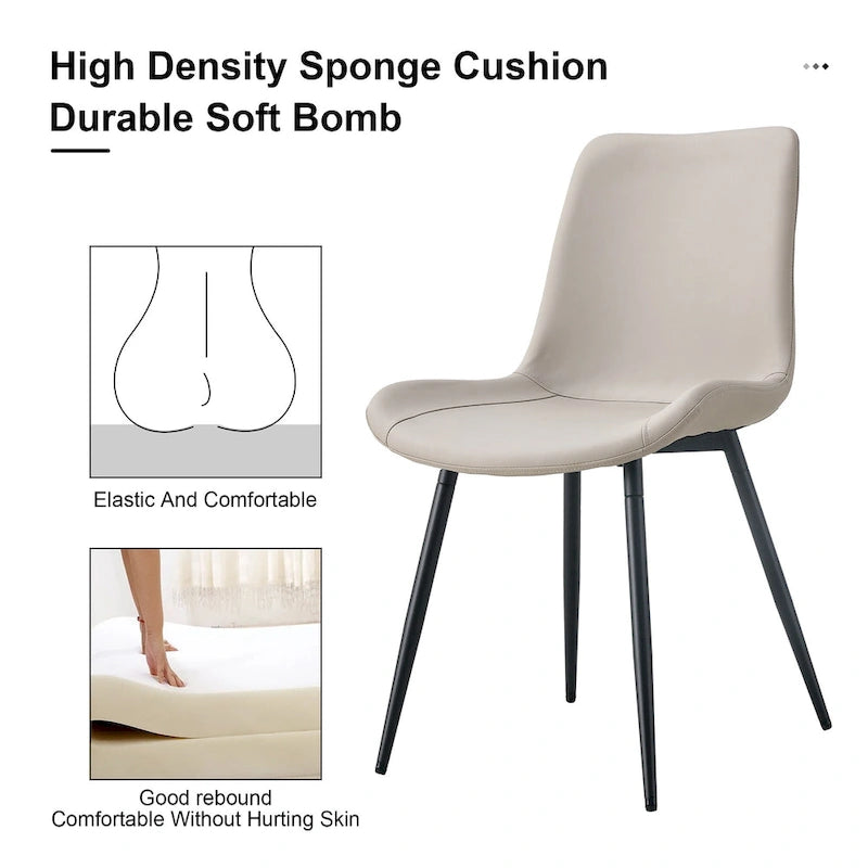 Set di 4 sedie da pranzo, sedia da pranzo familiare con schienale in pelle, sedia da pranzo comoda per cucina con cuscino extra largo