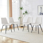 Set di 4 sedie da pranzo, sedia da pranzo familiare con schienale in pelle, sedia da pranzo comoda per cucina con cuscino extra largo