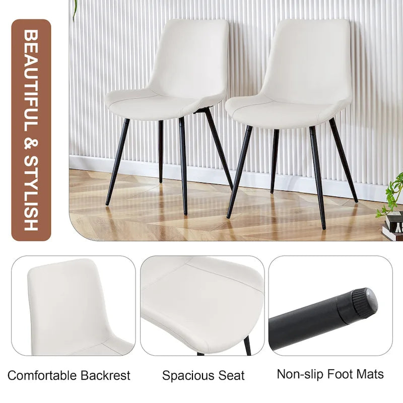 Set di 4 sedie da pranzo, sedia da pranzo familiare con schienale in pelle, sedia da pranzo comoda per cucina con cuscino extra largo