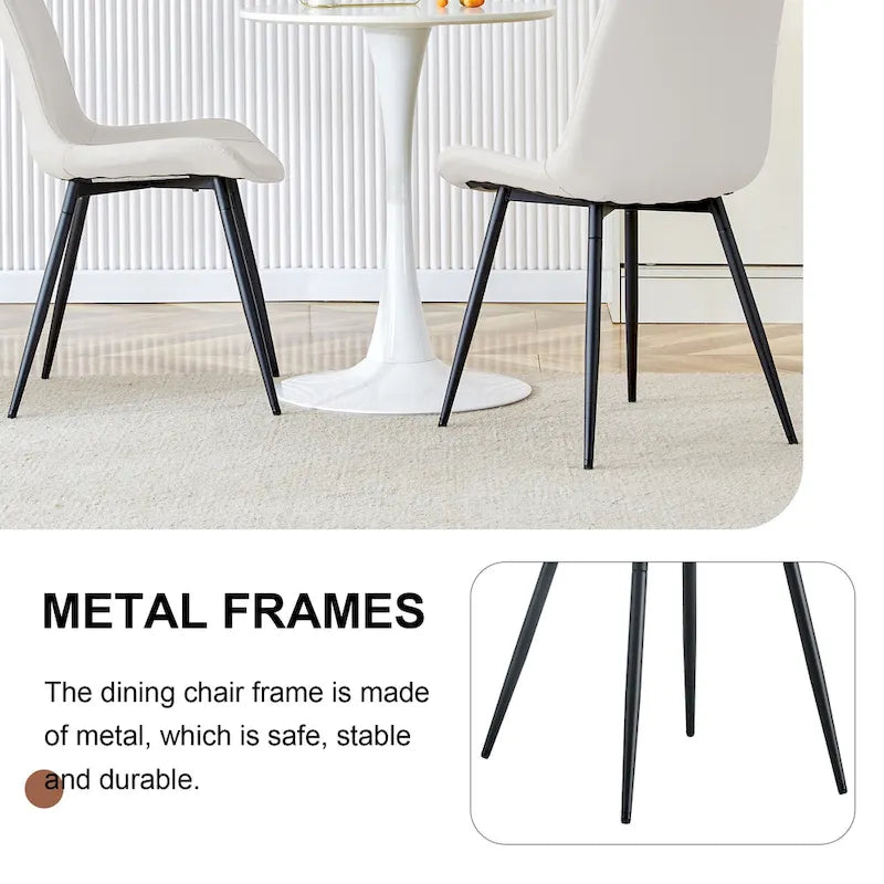 Set di 4 sedie da pranzo, sedia da pranzo familiare con schienale in pelle, sedia da pranzo comoda per cucina con cuscino extra largo