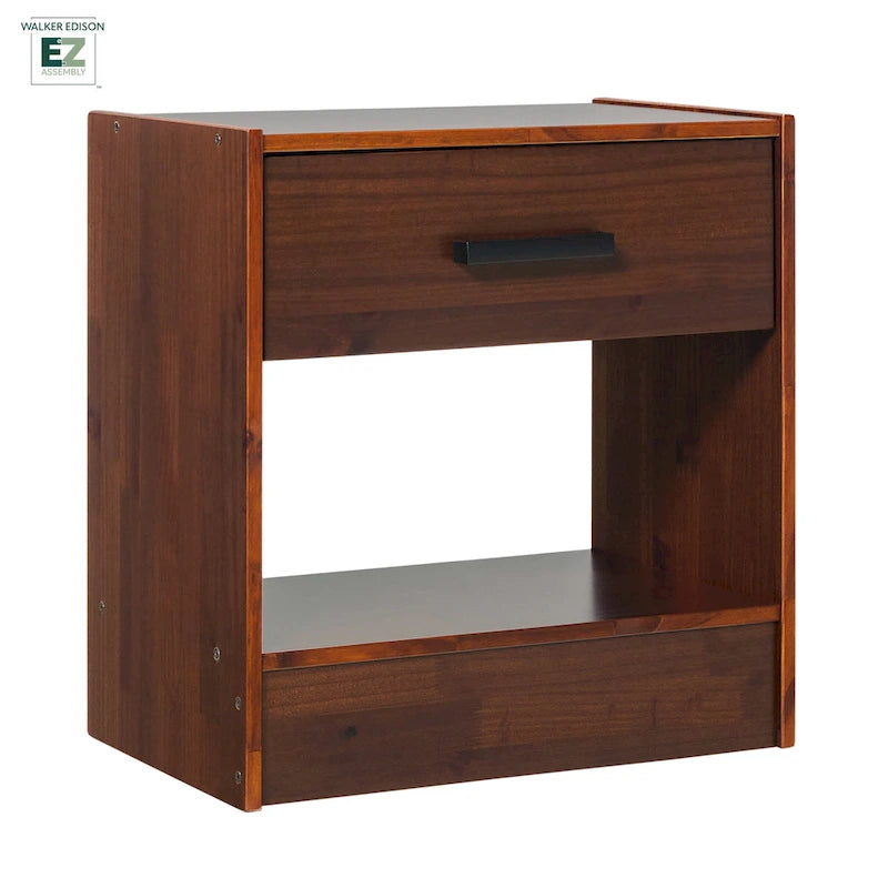 Walker Edison Comodino Moderno con 1 Cassetto in Legno Massiccio, Facile Montaggio