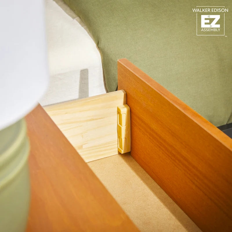 Walker Edison Comodino Moderno con 1 Cassetto in Legno Massiccio, Facile Montaggio