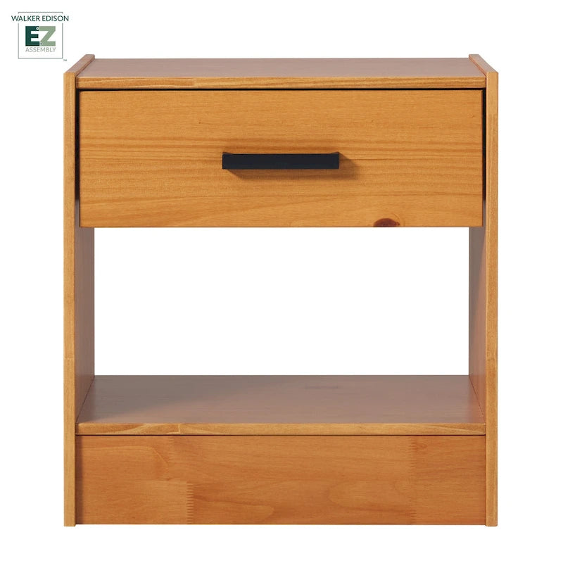 Walker Edison Comodino Moderno con 1 Cassetto in Legno Massiccio, Facile Montaggio