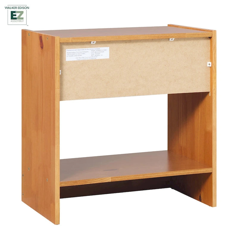Walker Edison Comodino Moderno con 1 Cassetto in Legno Massiccio, Facile Montaggio