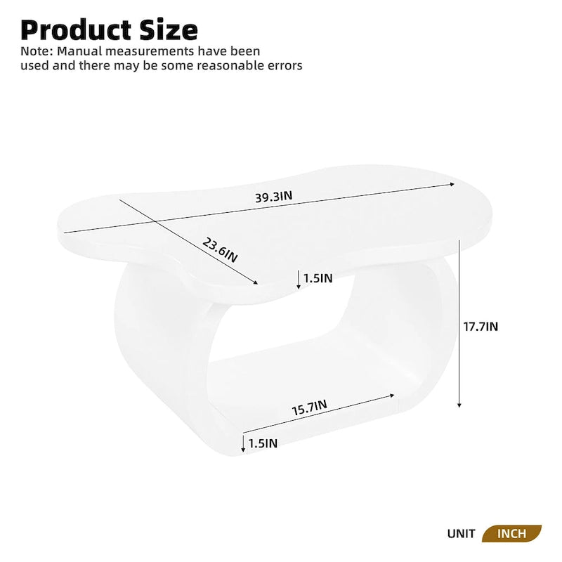 Tavolino da caffè moderno a forma di nuvola con piano spesso 1,5 pollici, tavolino laterale irregolare in stile crema con gambe curve, tavolino d'appoggio dal design unico