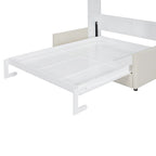 Letto a scomparsa bianco multifunzione a una piazza e mezza con cuscino e contenitore