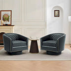 Set di 2 Poltrone Girevoli a Barilotto in Similpelle con Borchie