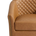 Set di 2 Poltrone Girevoli a Barilotto in Similpelle con Borchie