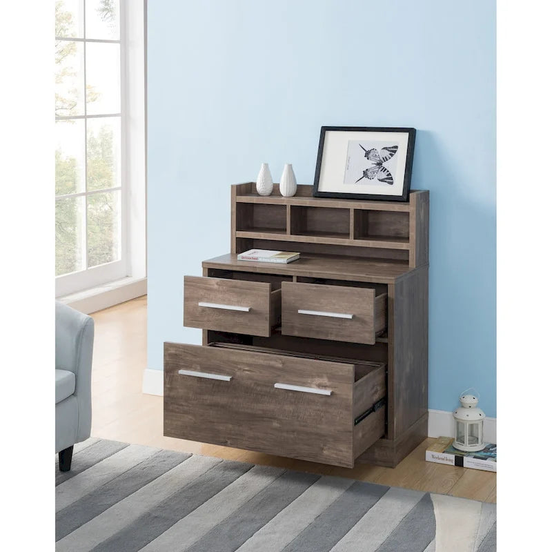 Cassettiera/Mobile Archivio con 3 Cassetti in Legno, in Stile Transizionale