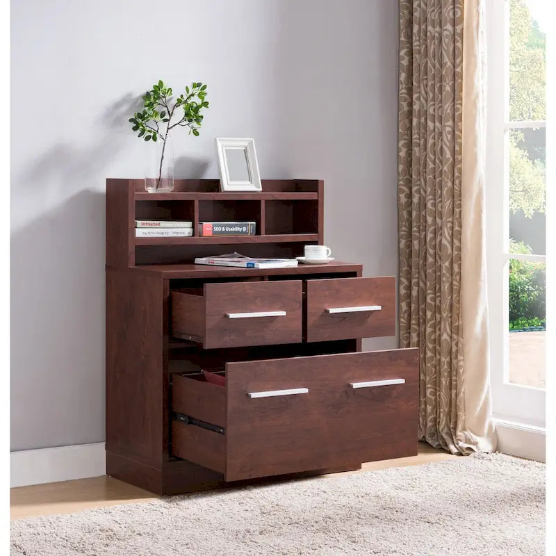 Cassettiera/Mobile Archivio con 3 Cassetti in Legno, in Stile Transizionale