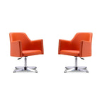 Manhattan Comfort Pelo Chrome Faux Leather Adjustable Height Swivel Accent Chair (Set of 2)
