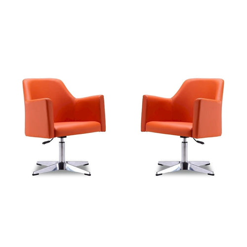 Manhattan Comfort Pelo Chrome Faux Leather Adjustable Height Swivel Accent Chair (Set of 2)