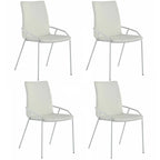 Sedia laterale imbottita bianca contemporanea, set da 4