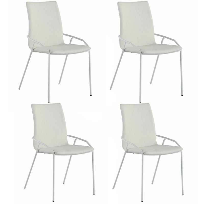 Sedia laterale imbottita bianca contemporanea, set da 4