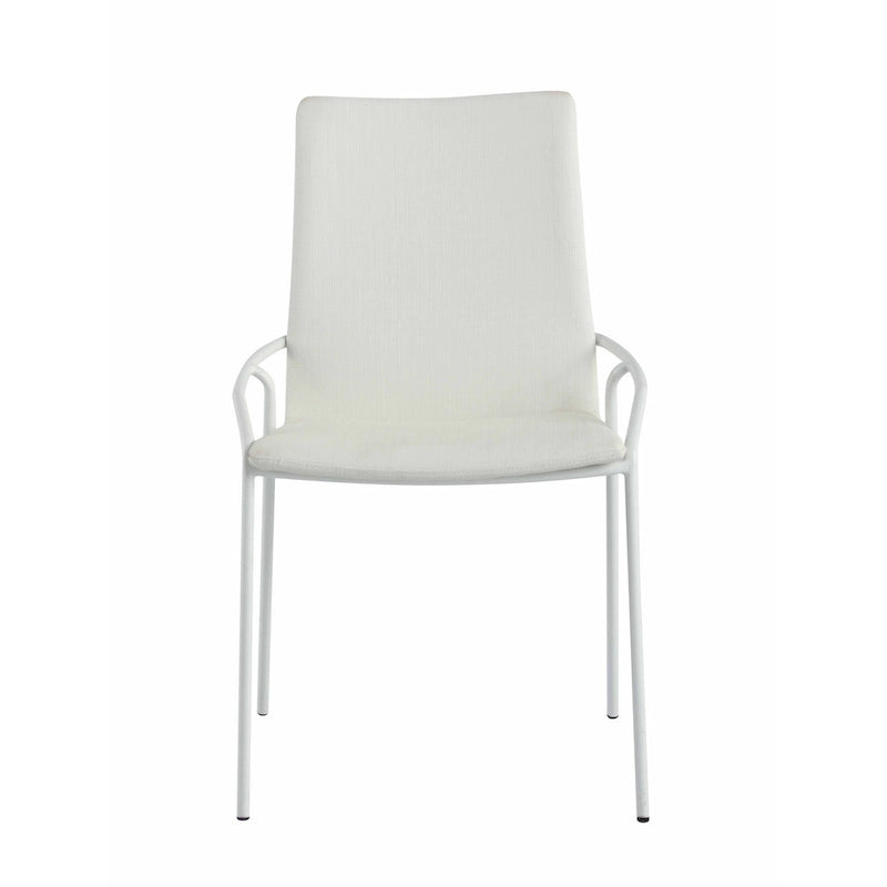Sedia laterale imbottita bianca contemporanea, set da 4