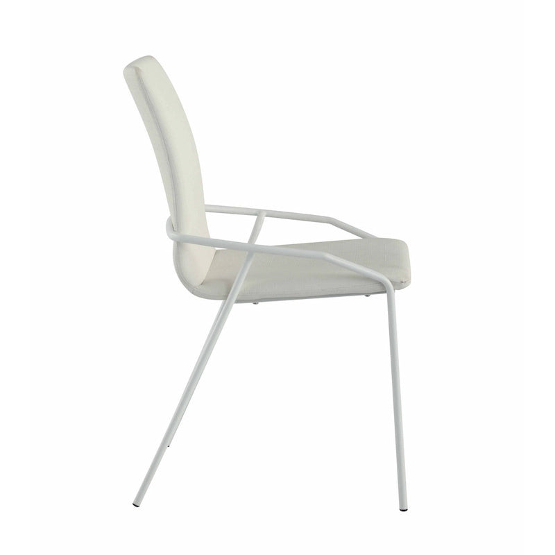 Sedia laterale imbottita bianca contemporanea, set da 4