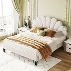 Letto imbottito con testiera floreale