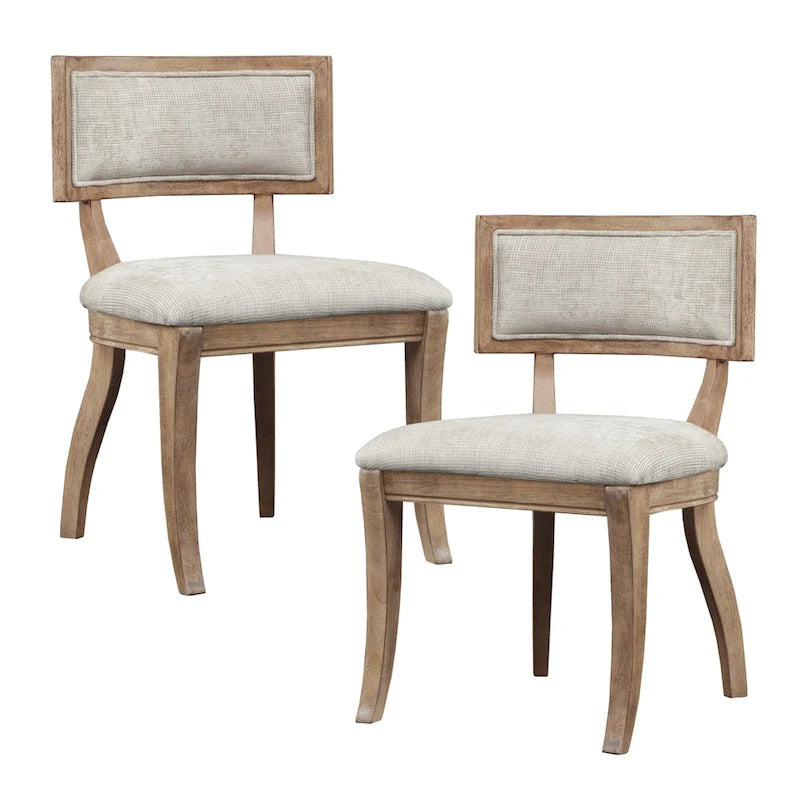 Set di 2 sedie da pranzo in stile antico francese beige chiaro naturale