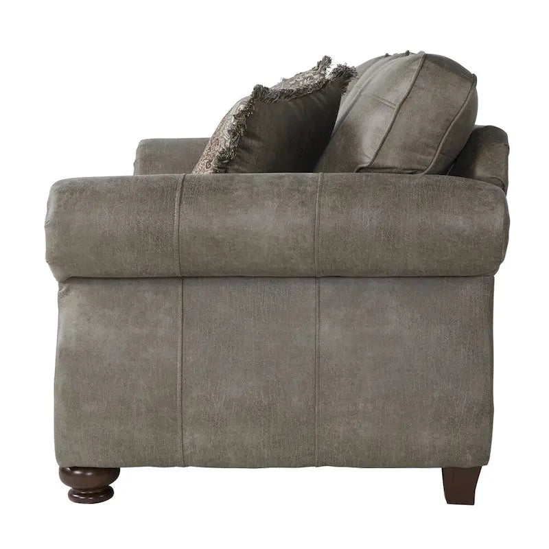 Divanetto "Loveseat" in Similpelle Grigio Pietra con Borchie