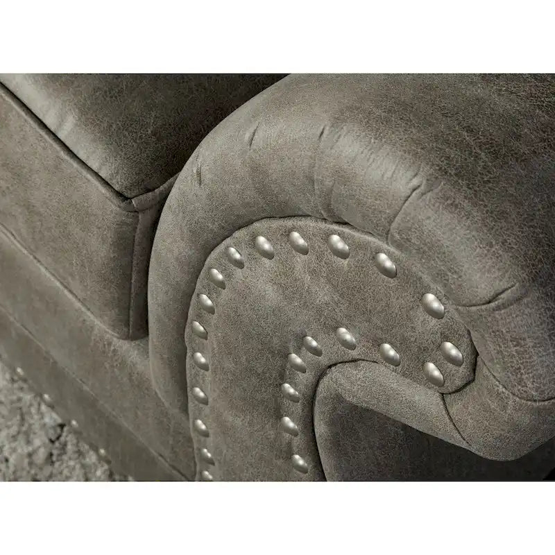 Divanetto "Loveseat" in Similpelle Grigio Pietra con Borchie
