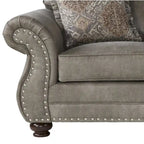 Divanetto "Loveseat" in Similpelle Grigio Pietra con Borchie