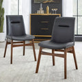 Set di 2 sedie da pranzo in similpelle Mid-Century Modern noce nero