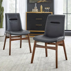 Set di 2 sedie da pranzo in similpelle Mid-Century Modern noce nero