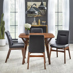 Set di 2 sedie da pranzo in similpelle Mid-Century Modern noce nero