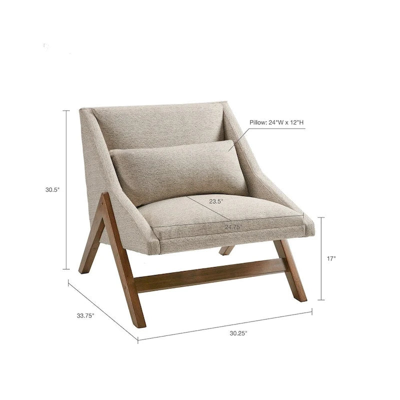 Poltrona da salotto marrone con cuscino e poggiatesta rimovibili
