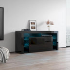 Mobile TV moderno lucido da 61 pollici con luci LED e spazio di archiviazione