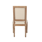 Set di 2 sedie da pranzo, schienale rettangolare, rivestimento in lino, struttura in legno di olmo