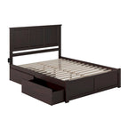 Letto matrimoniale Madison con pediera e 2 cassetti, color espresso