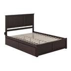 Letto matrimoniale Madison con pediera e 2 cassetti, color espresso